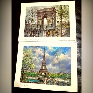 Pair of signed Jacques Chardon lithographs from Paris 1980